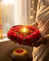 Artificial Red Carnation Floral Tealight Holder